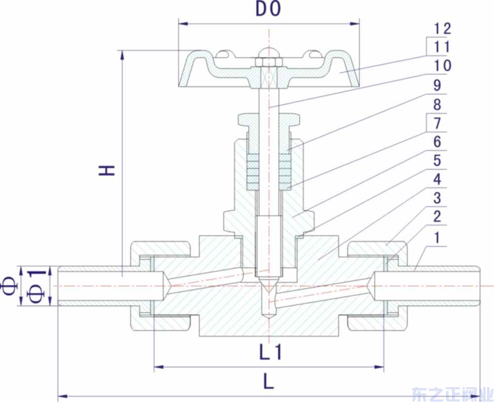 外螺紋針型閥結構圖