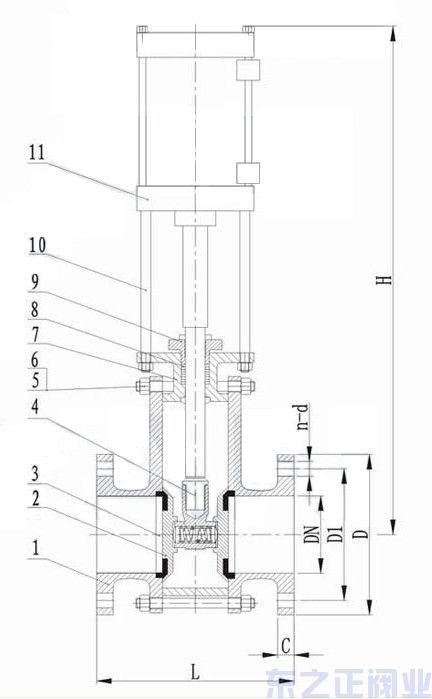 陶瓷閘閥雙閘板結(jié)構(gòu)圖