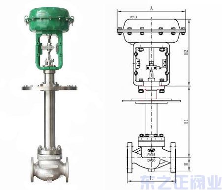 氣動薄膜低溫調節閥結構圖