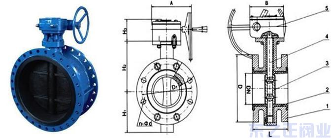法蘭襯膠蝶閥主要結構圖