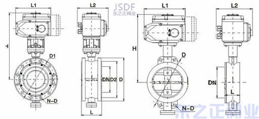 電動(dòng)硬密封蝶閥結(jié)構(gòu)圖