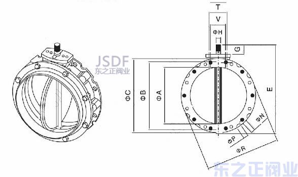 氣動(dòng)粉塵蝶閥結(jié)構(gòu)圖